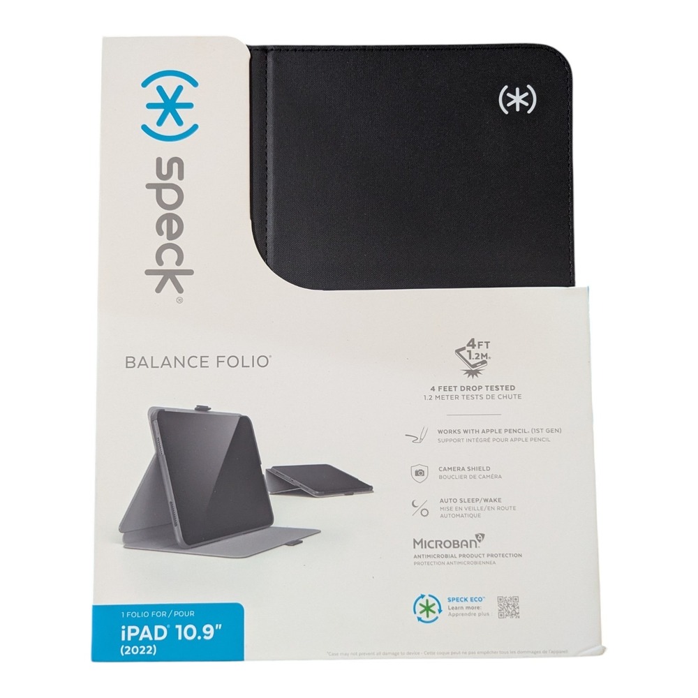 Aa1-O Speck Balance Folio Case for Apple iPad (10.9-inch) - Black/White‎
